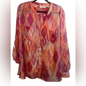 Women's Multicolor Patterned Blouse with camisole.